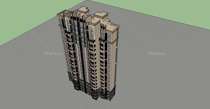 新古典风格高层住宅(73454)su模型下载