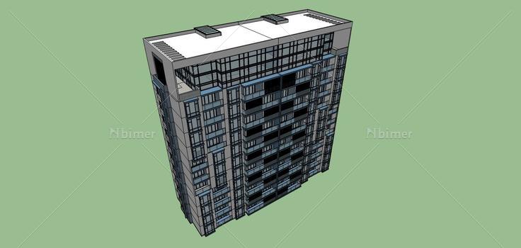 现代小高层住宅楼(78774)su模型下载