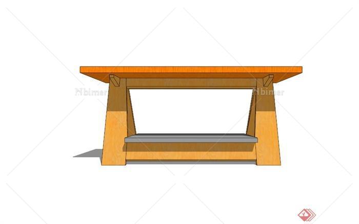 现代简约小木凳设计SU模型[原创]