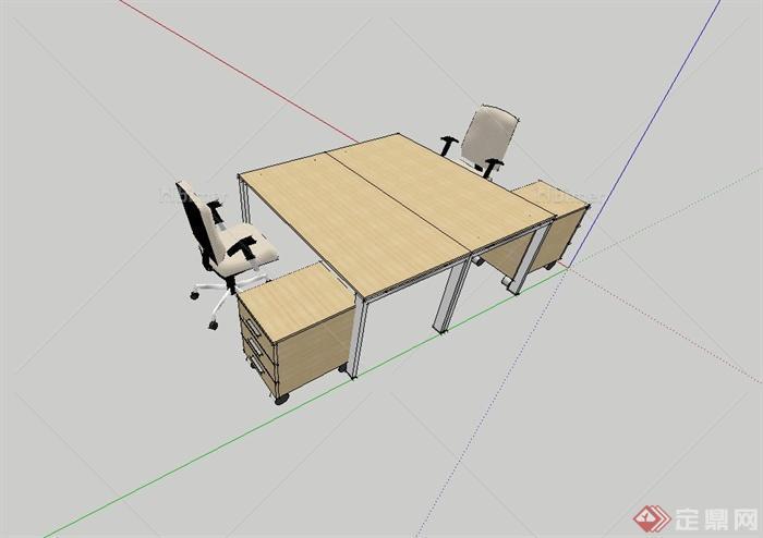 现代室内办公桌椅设计su模型