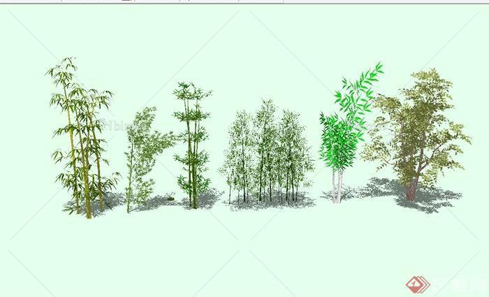 六种园林景观竹子设计su模型[原创]