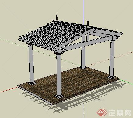 园林景观之现代风格廊架设计su模型7