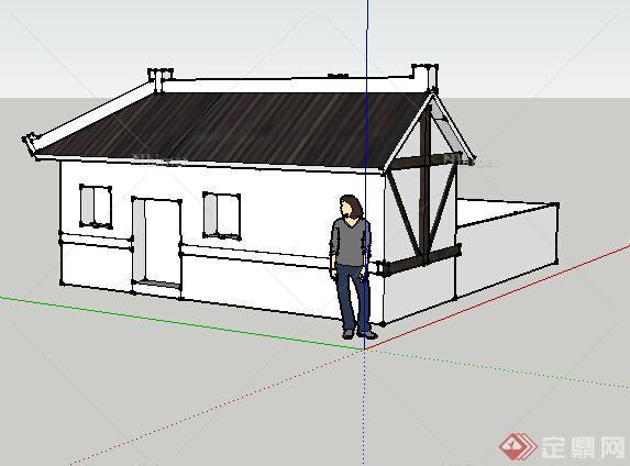 现代风格单层住宅建筑设计SU模型