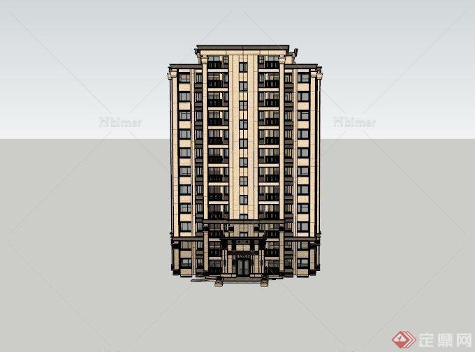 某现代12层住宅建筑设计SU模型