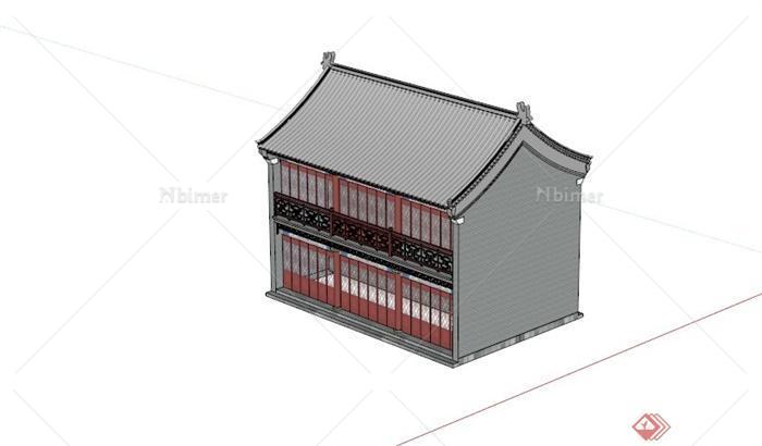 古典中式两层住宅建筑SU模型[原创]