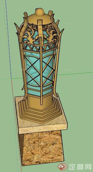 东南亚风格灯柱设计su模型
