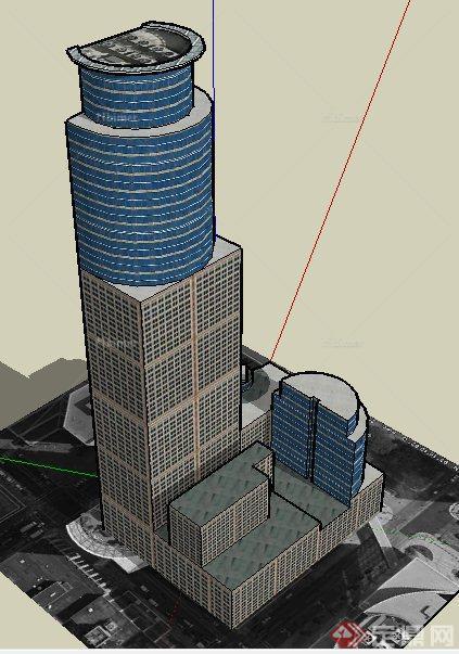 现代高层商务中心建筑su模型