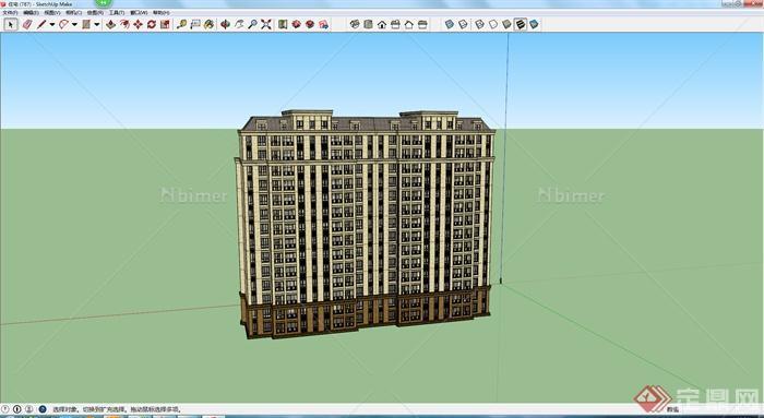 某地现代高层住宅建筑设计方案SU模型