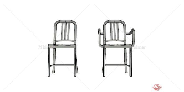两个简约石材椅子设计SU模型