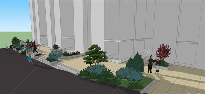 小区入户道路景观设计SU模型