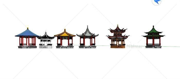 多种中式古典亭子设计su模型[原创]