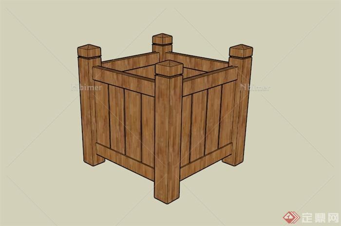 现代木材花箱设计SU模型[原创]