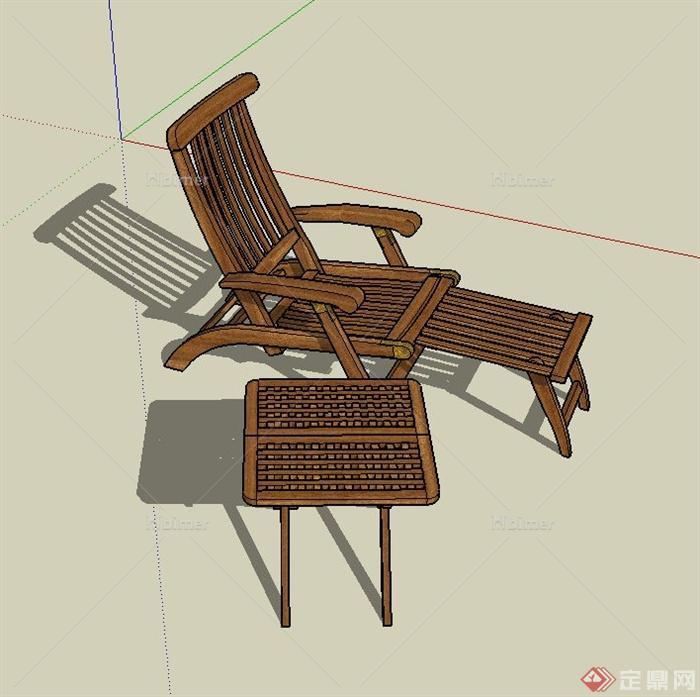 某室外木质桌椅设计SU模型