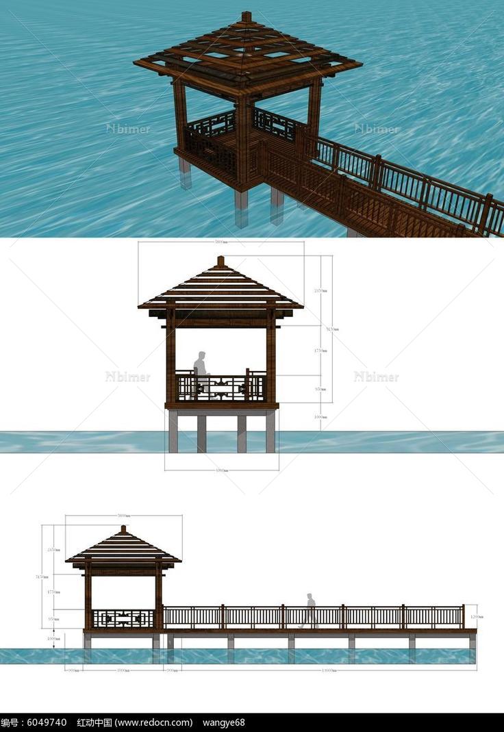 长型亭子SU模型图