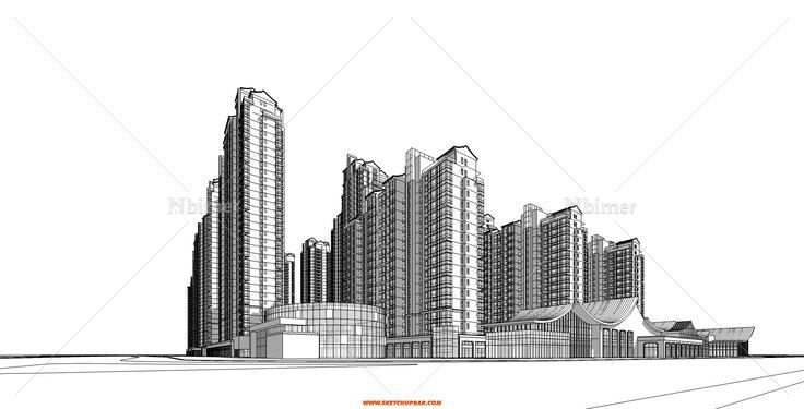 某小区的规划设计，SU模型直接出可直接出效果图