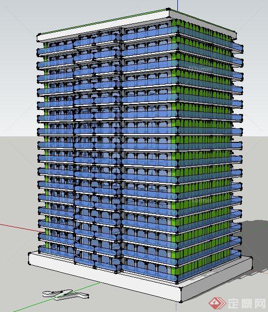 独栋现代高层办公建筑设计su模型