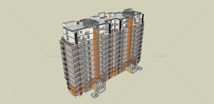 现代高层住宅楼(36353)su模型下载