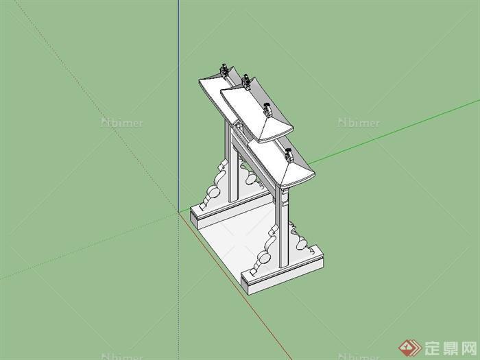 古典中式牌坊设计素材su模型[原创]