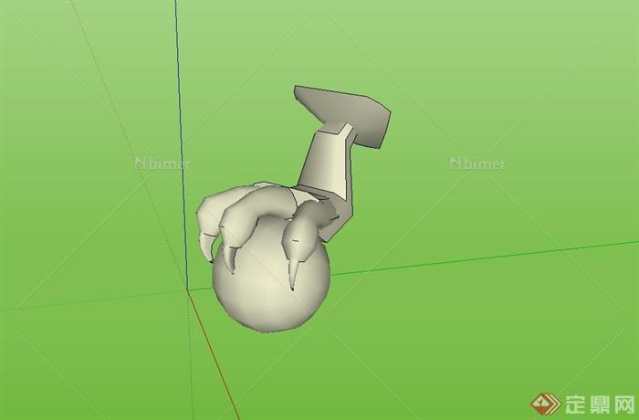 爪子石膏雕塑品设计su模型