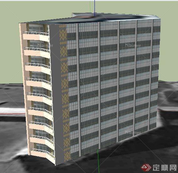 现代9层办公楼建筑设计SU模型