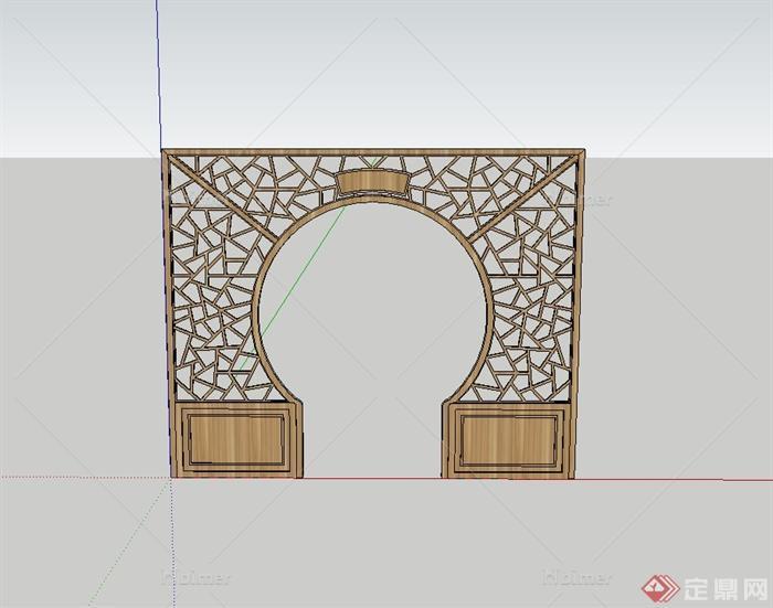 古典中式屏风门隔断设计su模型