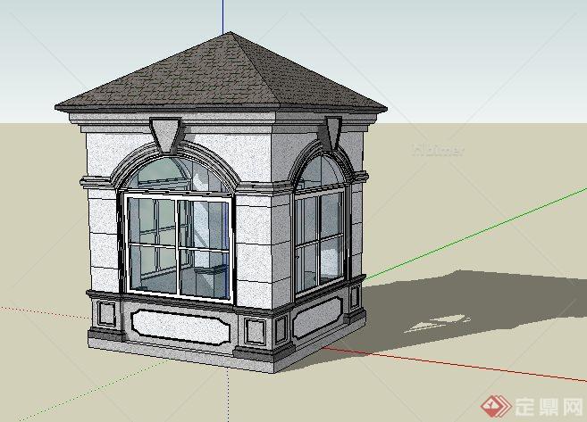 现代欧式风格保安亭设计SketchUp(SU)3D模型