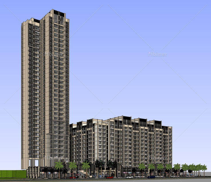 现代风格商业与高层住宅楼项目sketchup模型