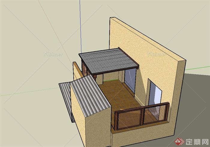 某住宅阳台建筑设计SU模型