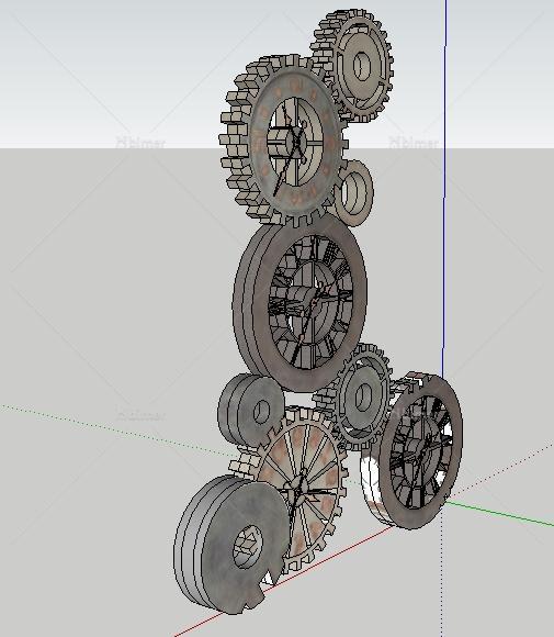 一个工业齿轮雕塑SU精细设计模型[原创]