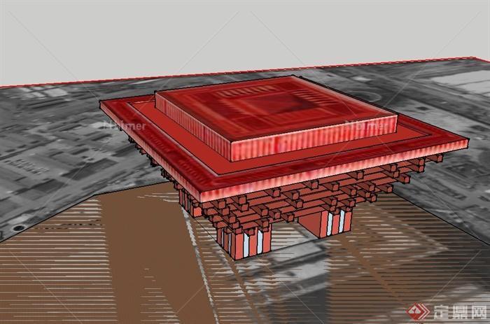 世博会中国文化馆设计su模型