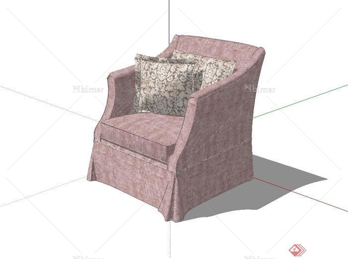 现代风格单人沙发椅SU模型素材[原创]