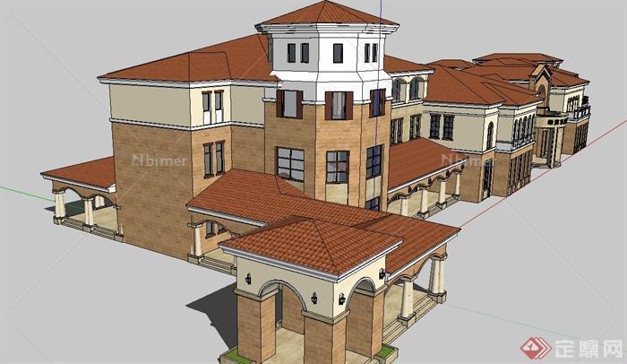 某欧式国际商业会所建筑设计su模型