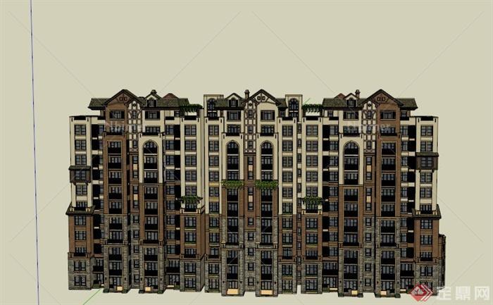 某欧式住宅小区12层住宅建筑设计SU模型