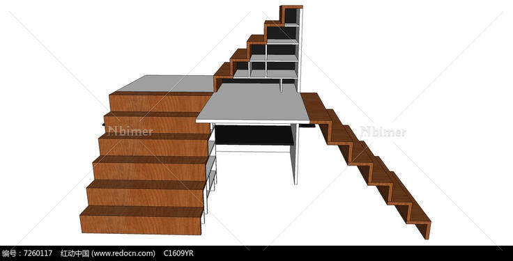 室内收纳楼梯su模型