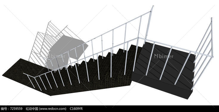 简约黑色楼梯SU模型