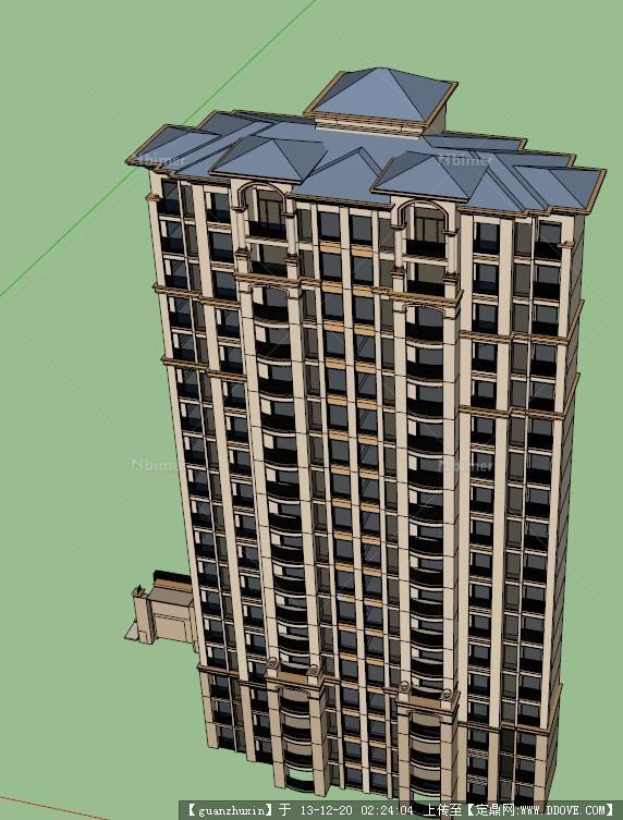 新古典坡屋顶高层住宅SU模型
