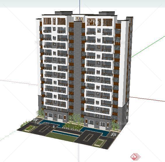 某市一居住区住宅建筑SU模型参考
