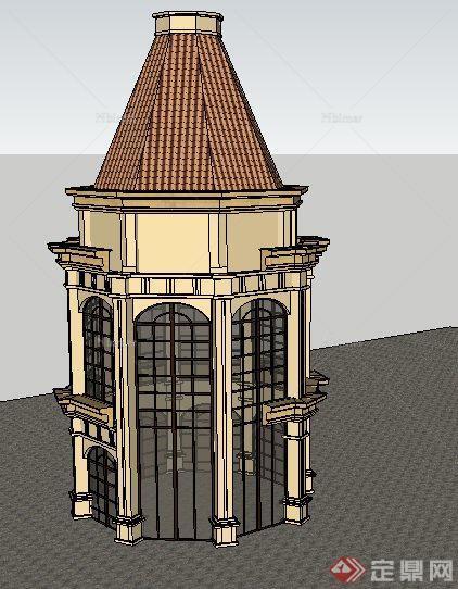 法式风格景观塔塔楼su模型[原创]