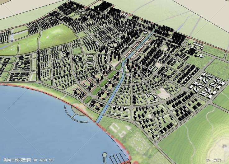 长兴岛城市模型 su模型 3d规划