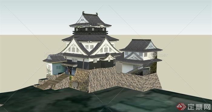 日本住宅古建筑群设计SU模型[原创]
