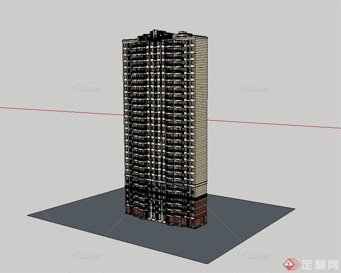 新古典高层居住小区建筑楼设计su模型[原创]