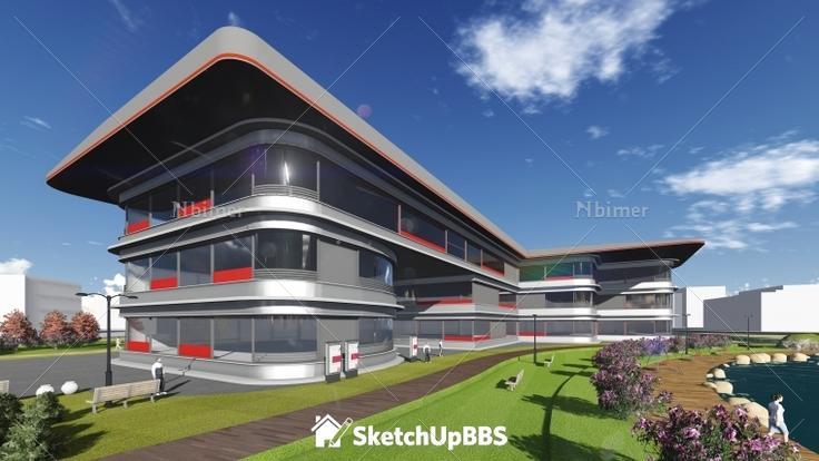 实际项目汽车会所建筑设计方案带SketchUp模型下