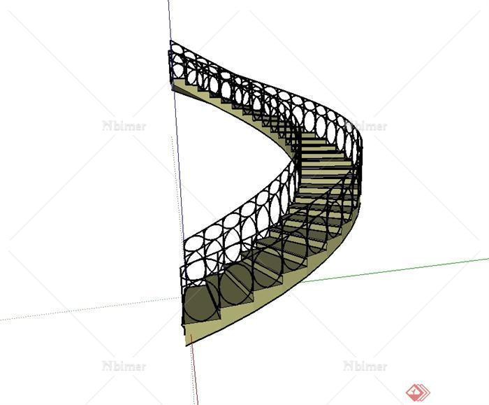 某现代风格独特详细楼梯设计su模型[原创]