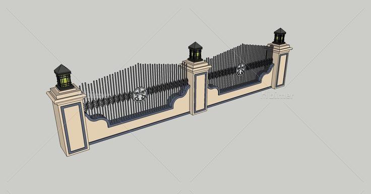 建筑构件-围墙(79858)su模型下载