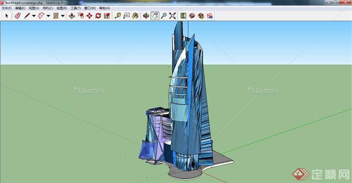 某现代风格高层商务中心建筑设计su模型