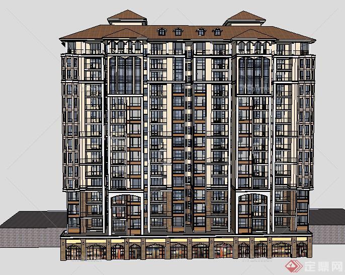 某现代风格住宅建筑设计方案SU模型15