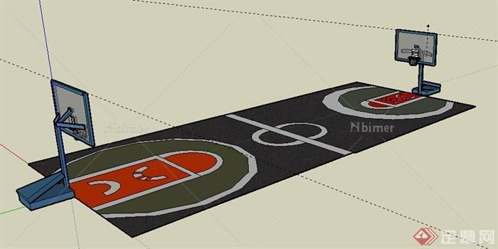 园林景观之篮球场设计su模型