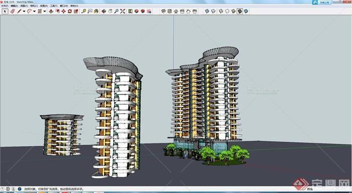 某十一层住宅楼建筑设计SU模型
