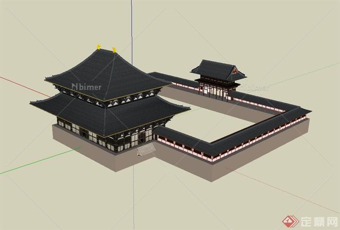 某日式风格寺庙庙宇建筑设计su模型[原创]