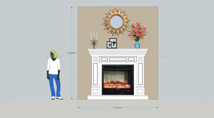 壁炉正立面图